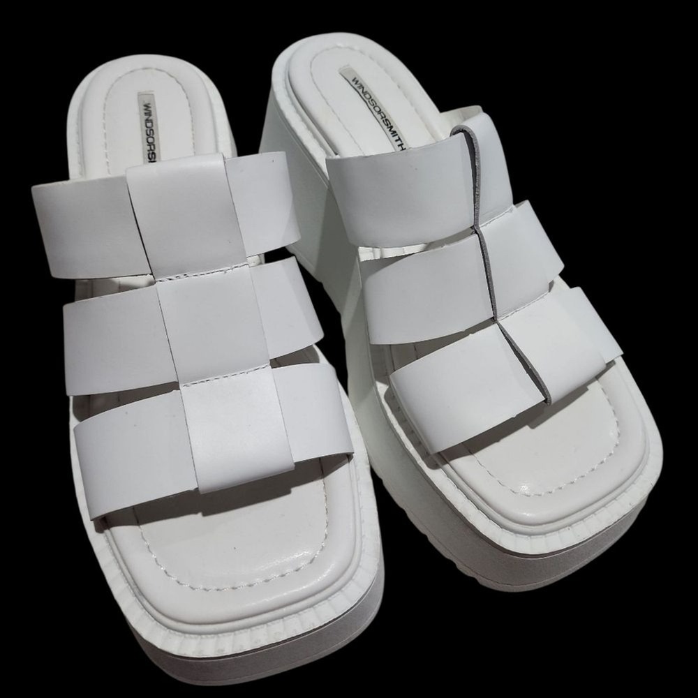 Windsor Smith Capricorn Platform Sandals Women Size 9 White Chunky Y2K Summer